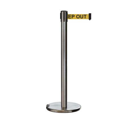 MONTOUR LINE Retractable Belt Rolling Stanchion, 2.5ft Sat.Steel Post  7.5ft Dange ME630-SS-DANGEYB-75